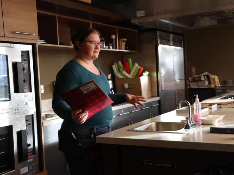 Lexi Garvin gives tour of kitchen at NCTA