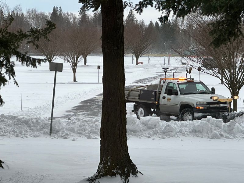 Plowing the MHS parking lot